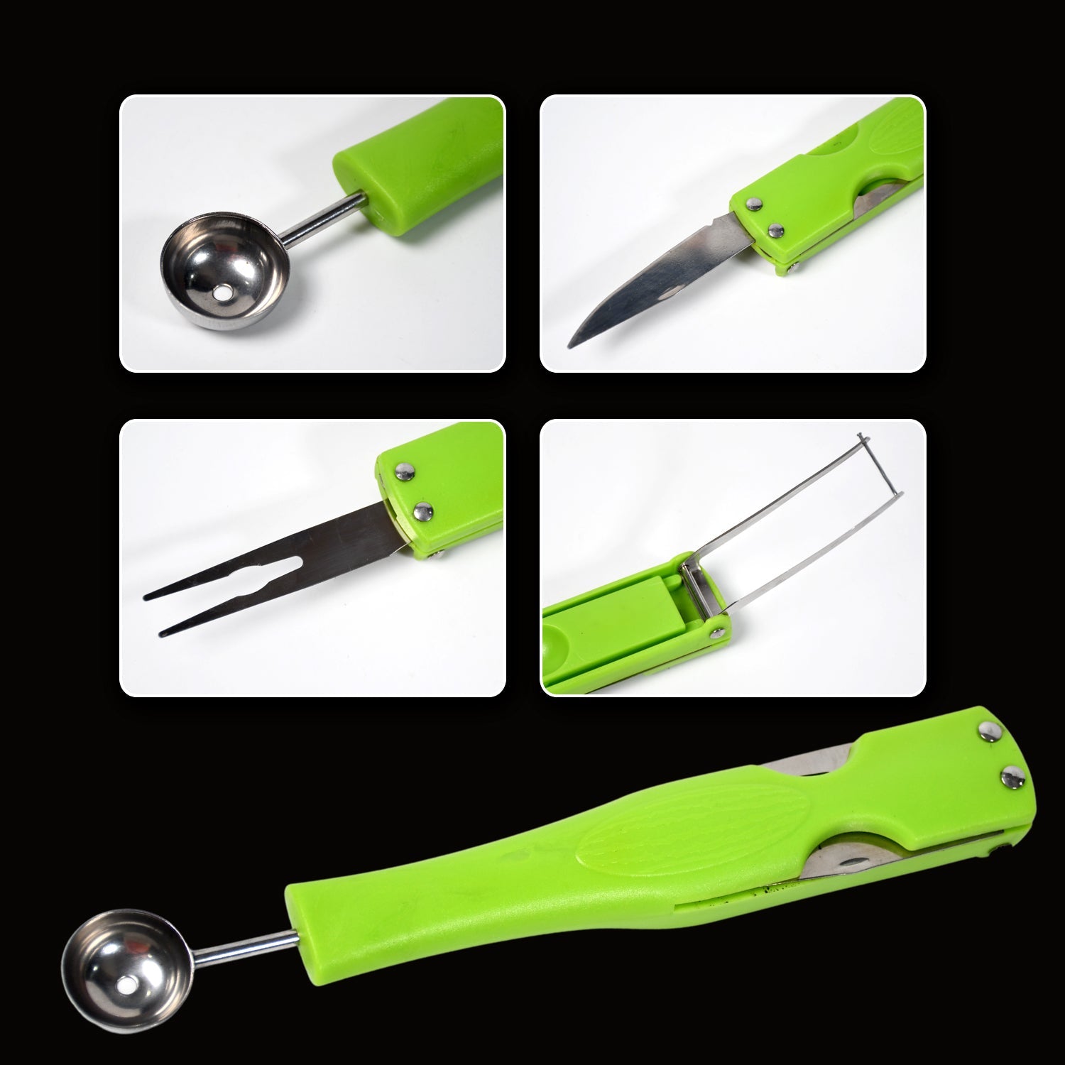 2814 Stainless Steel Fruit Scooper Seed Remover Melon Baller Carving Knife Double Sided Melon Baller for Watermelon Ice Cream. DeoDap 2814 Stainless Steel Fruit Scooper Seed Remover Melon Baller Carving Knife Double Sided Melon Baller for Watermelon Ice Cream. DeoDap